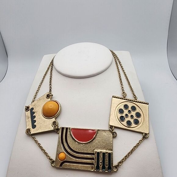 JewelMint Modern Style Gold Tone & Multicolored Necklace - Picture 2 of 3